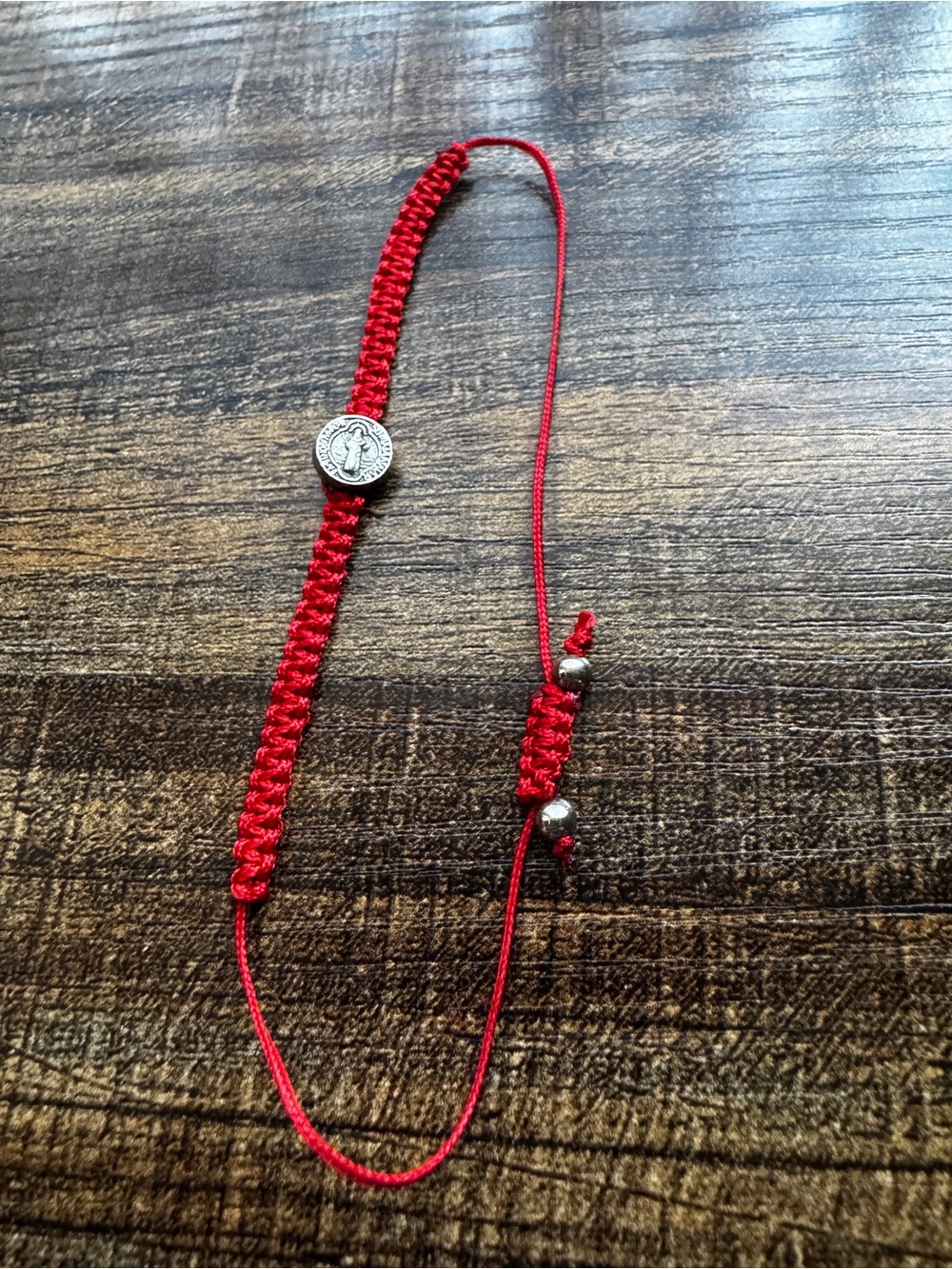 Red String St Benedict Bracelet Protection Macrame Adjustable Woven Medal
